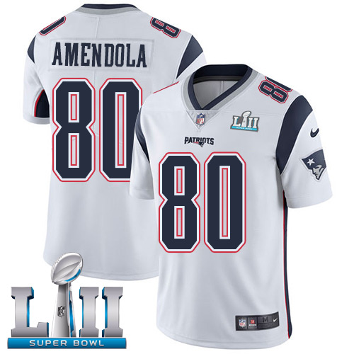 Nike Patriots #80 Danny Amendola White Super Bowl LII Men's Stitched NFL Vapor Untouchable Limited Jersey